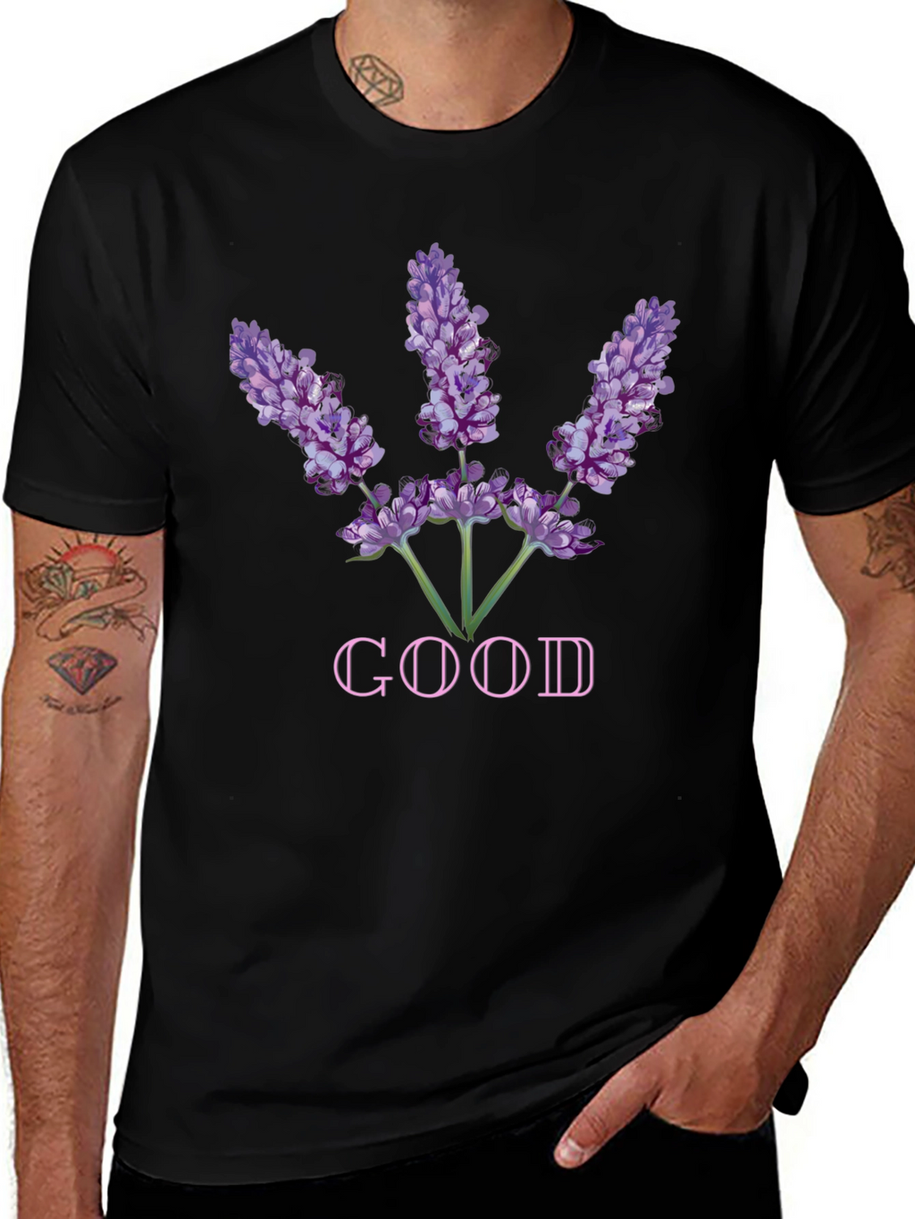 Lavender Good Graphic Tee - Soft Black Cotton