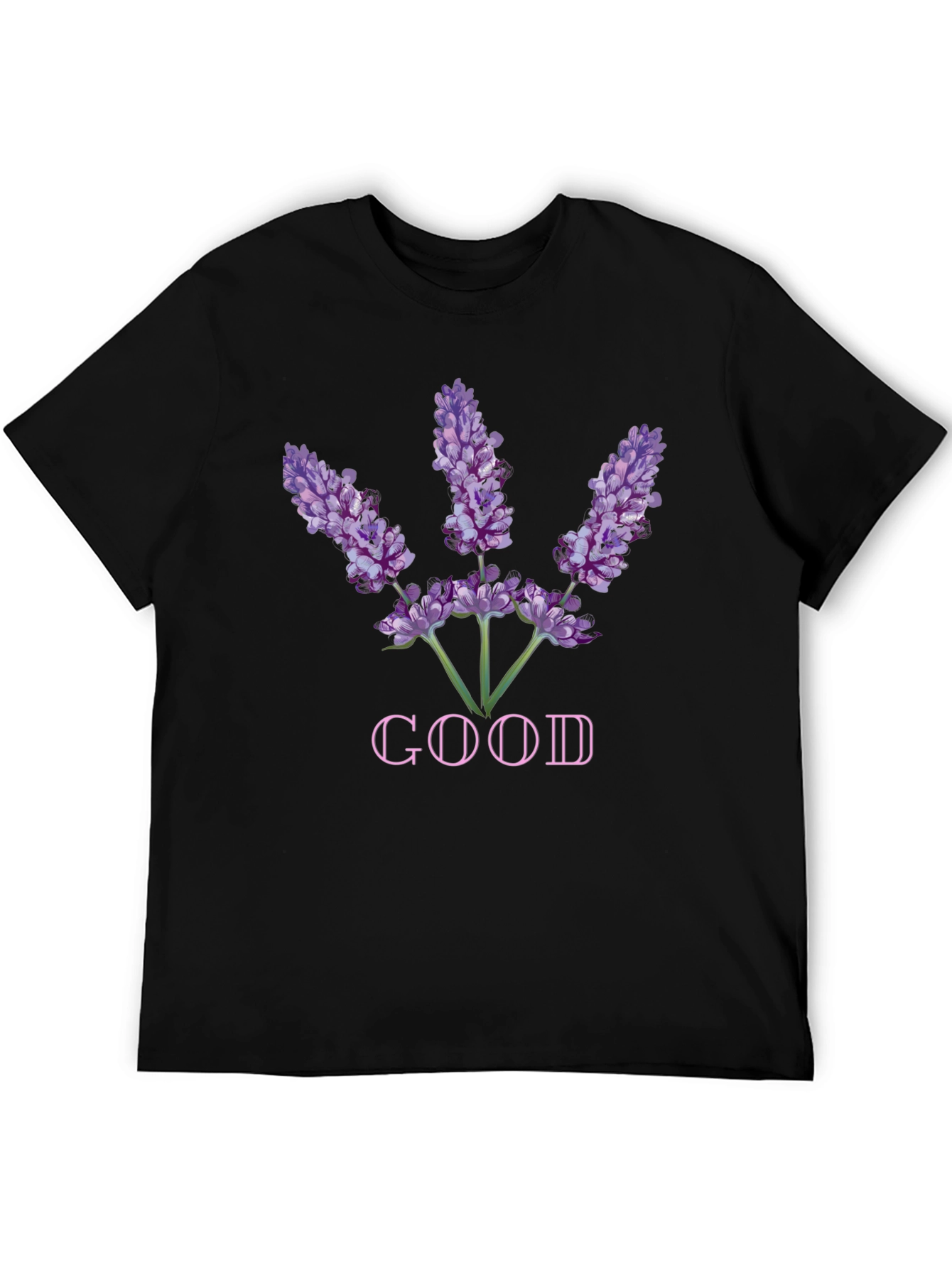 Lavender Good Graphic Tee - Soft Black Cotton