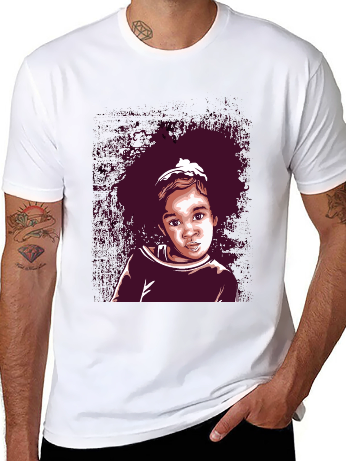 Black Graphic Tee - Cute Kid Portrait