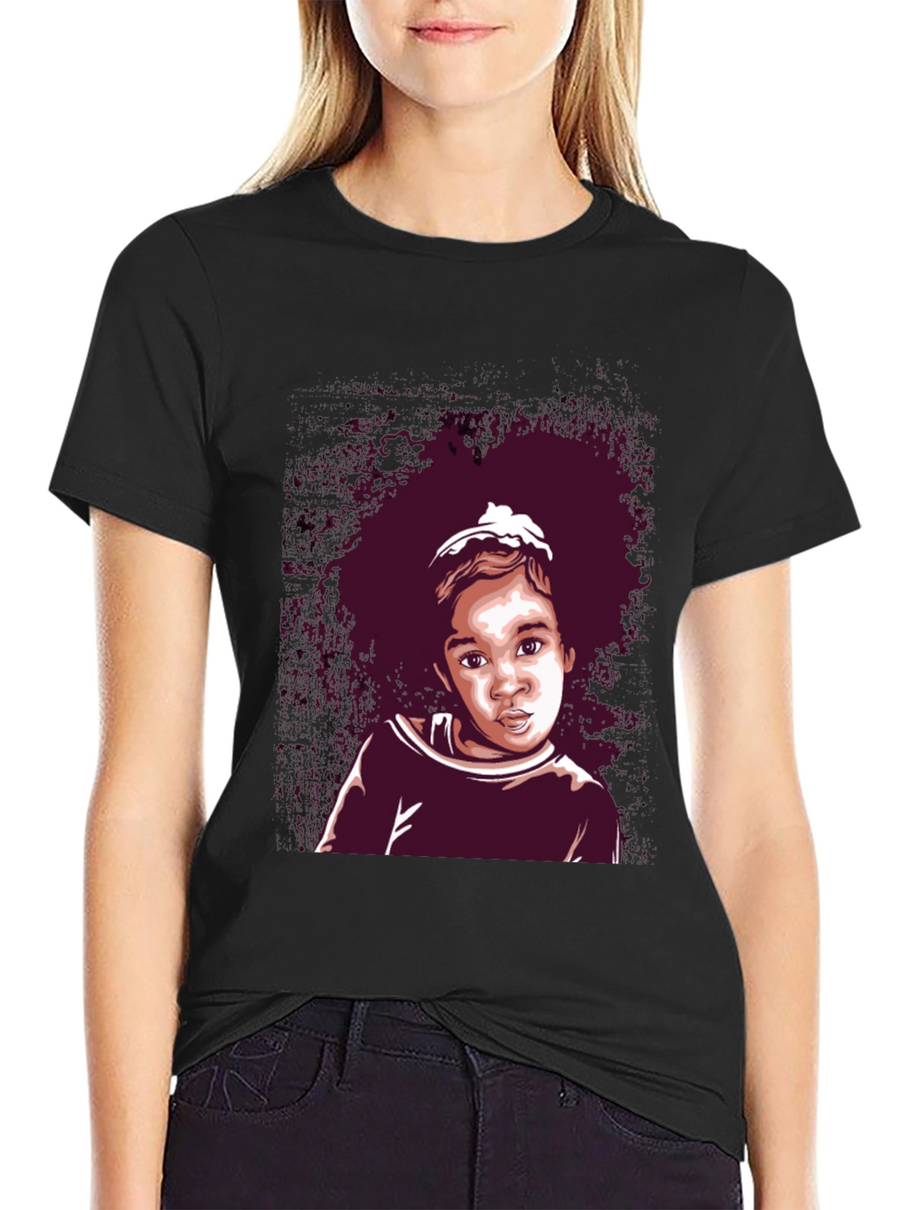 Black Graphic Tee - Cute Kid Portrait