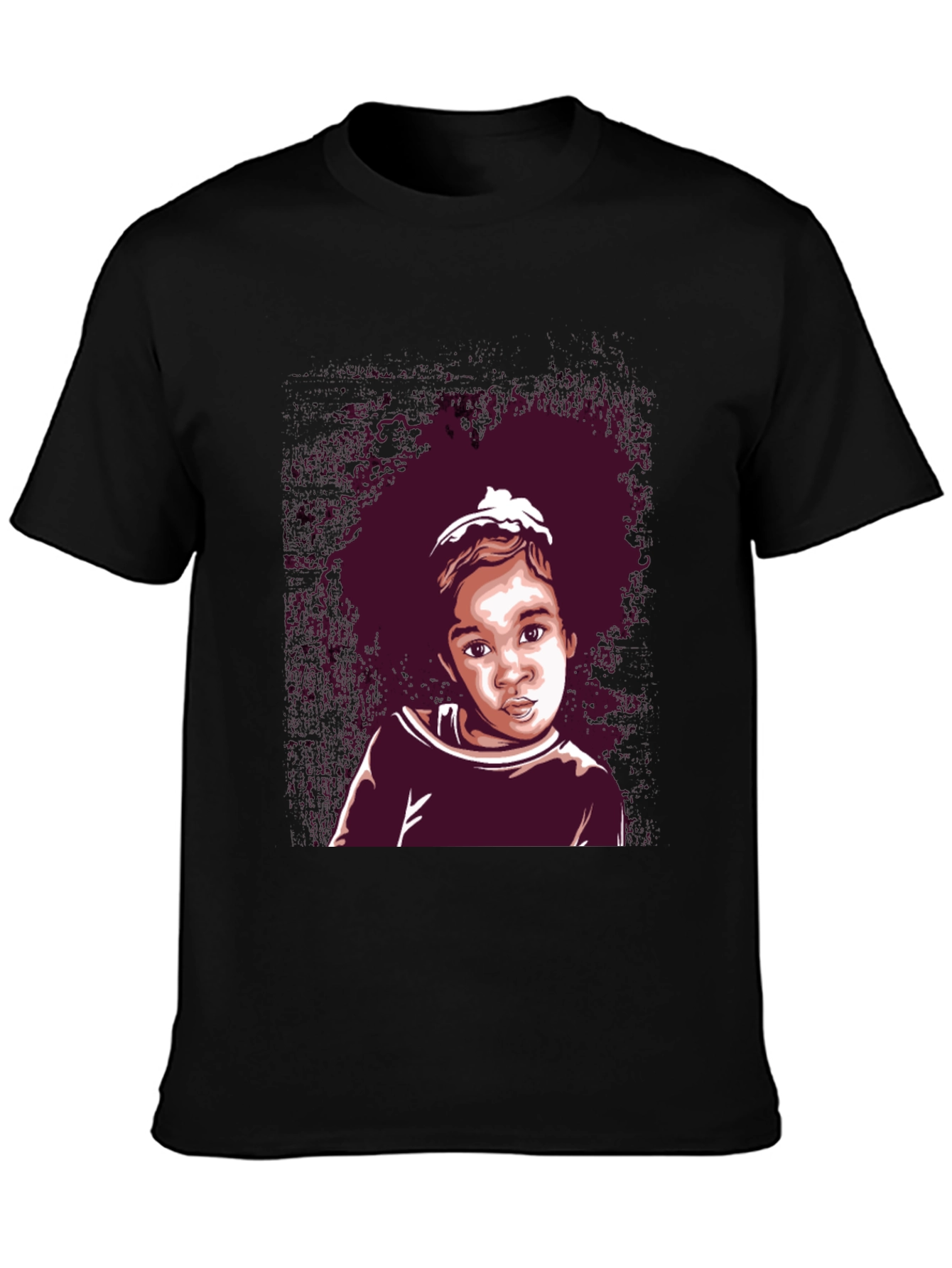 Black Graphic Tee - Cute Kid Portrait