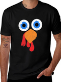 Funny Thanksgiving Turkey Face Graphic Tee