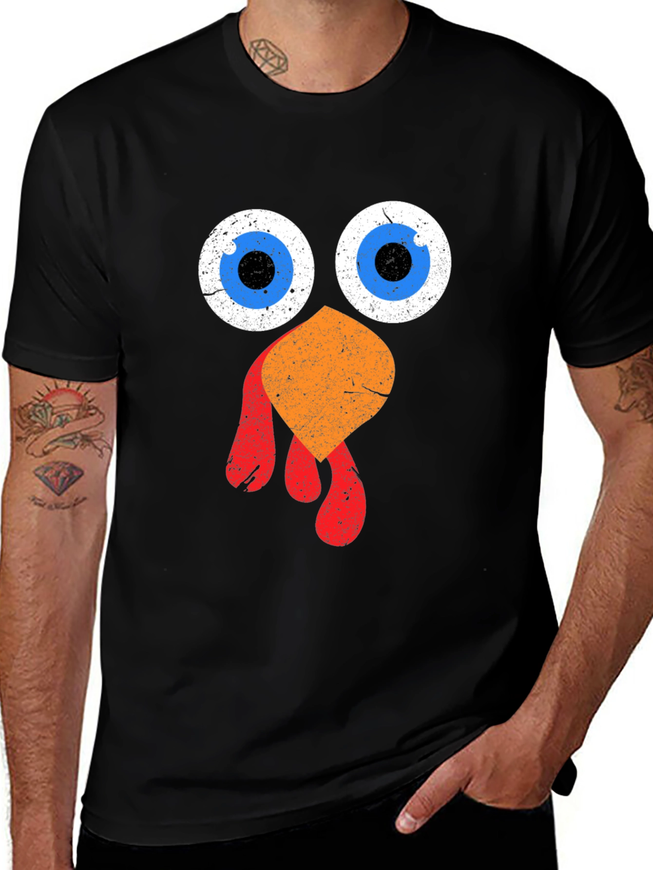 Funny Thanksgiving Turkey Face Graphic Tee