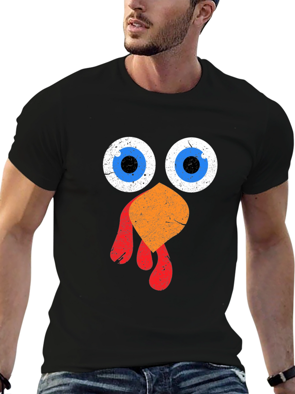 Funny Thanksgiving Turkey Face Graphic Tee