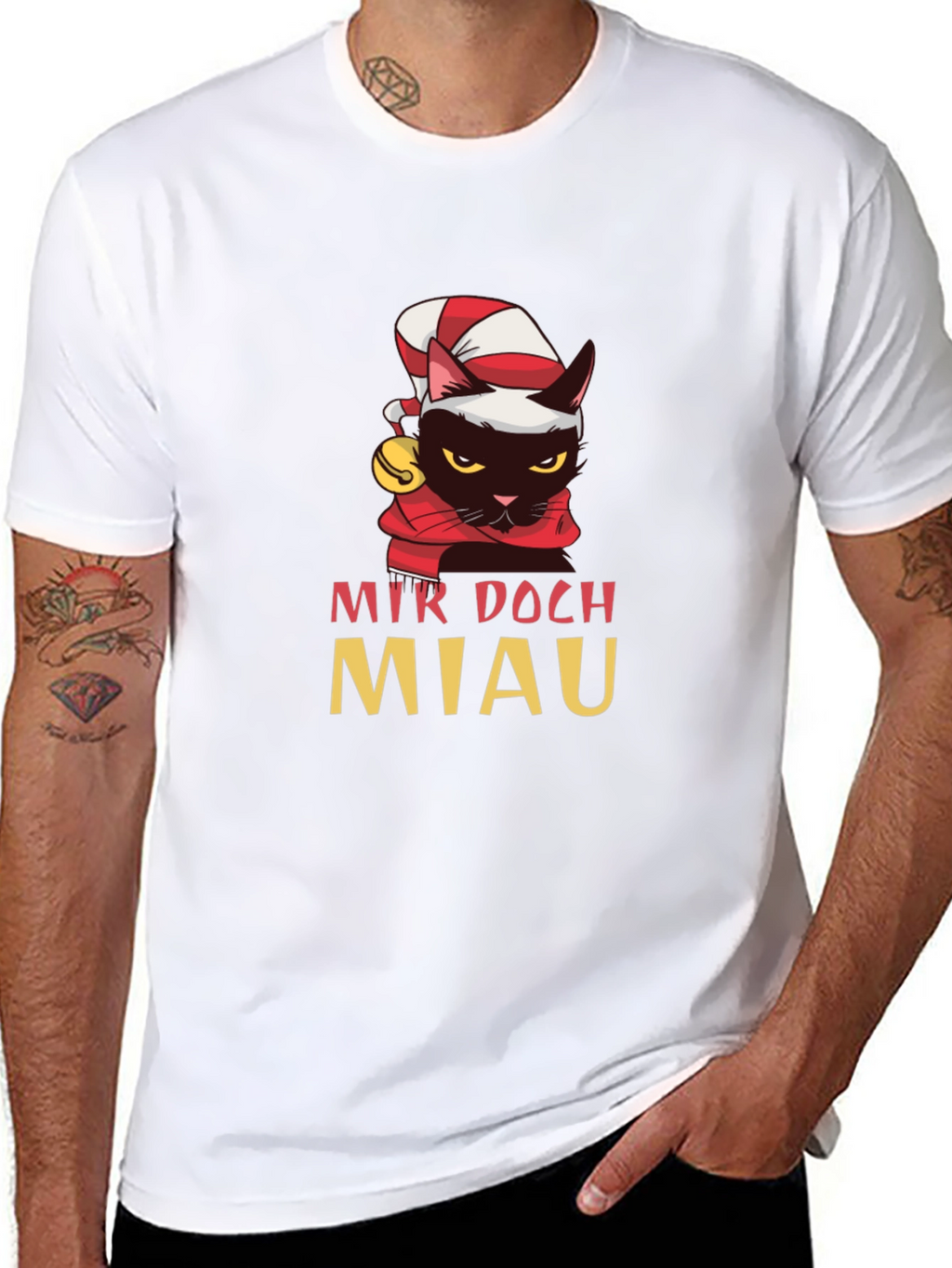 Funny Cat Christmas T-Shirt - Mir Doch Miau