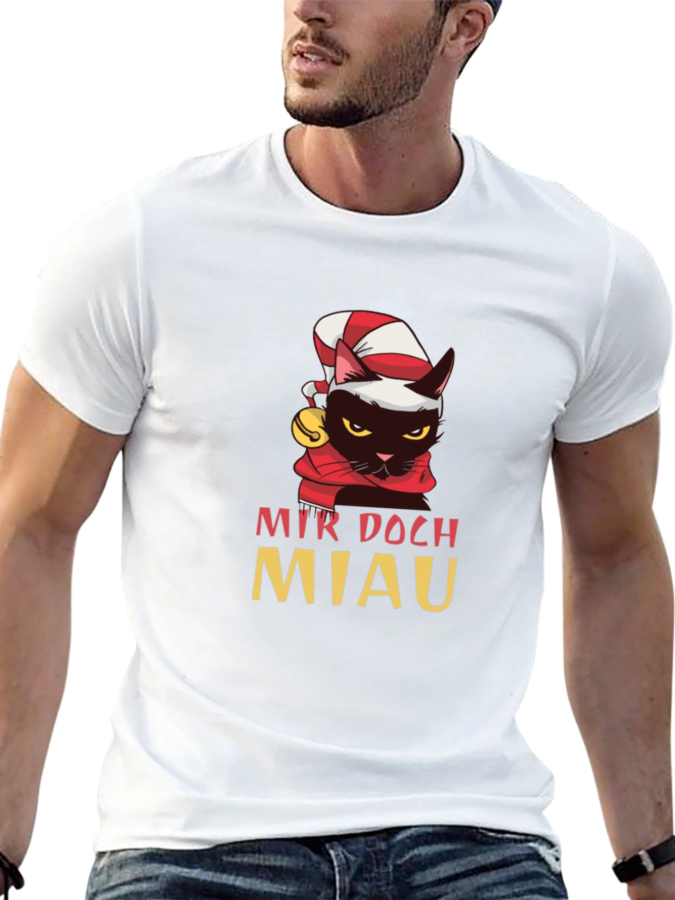 Funny Cat Christmas T-Shirt - Mir Doch Miau