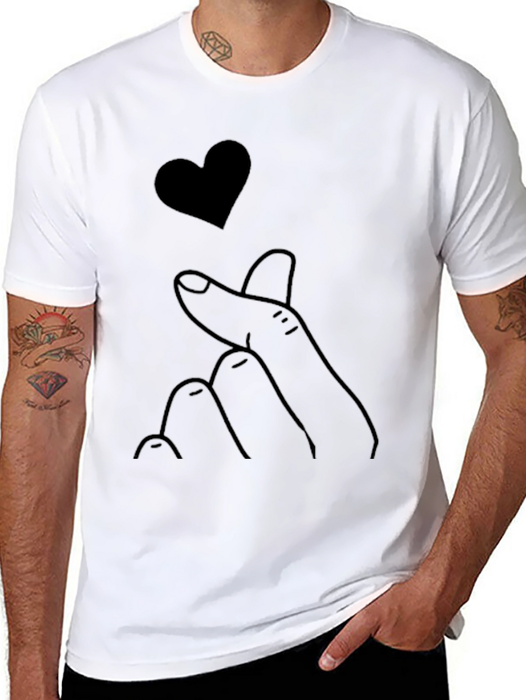 Heart Finger Black T-Shirt