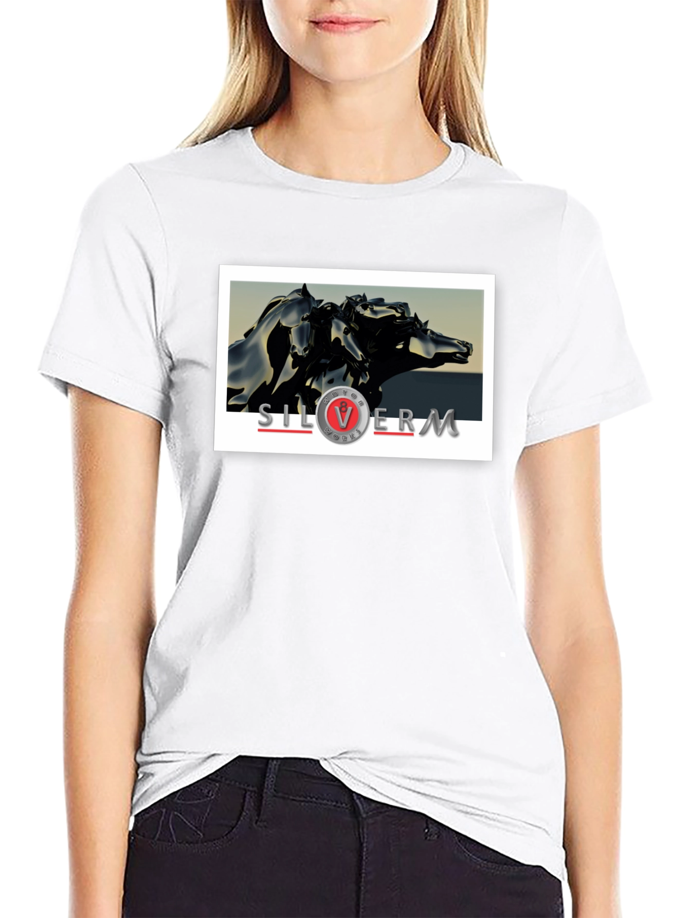 Silver Moon T-Shirt: Abstract Horses