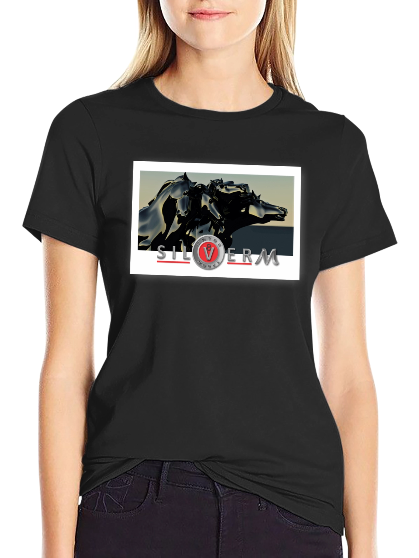 Silver Moon T-Shirt: Abstract Horses