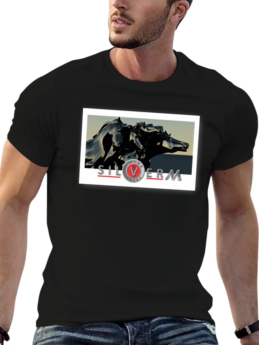 Silver Moon T-Shirt: Abstract Horses