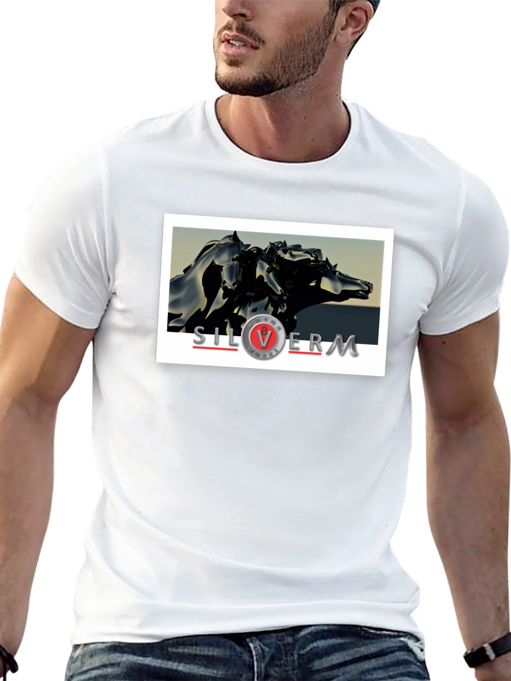 Silver Moon T-Shirt: Abstract Horses