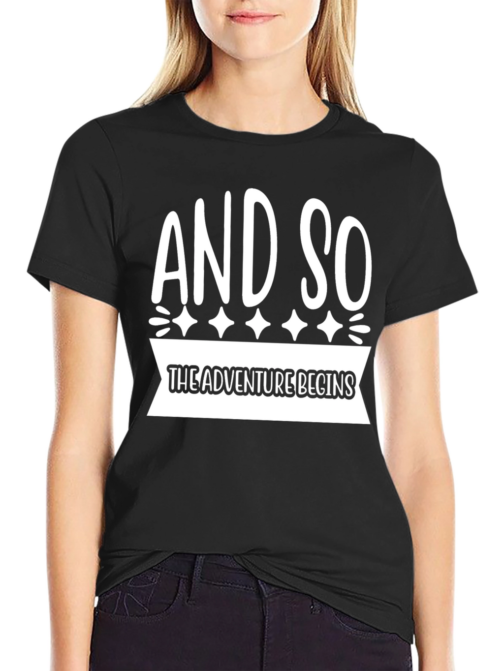 Adventure Begins Graphic T-Shirt - Black