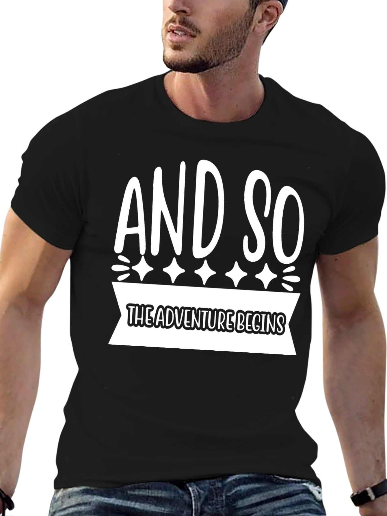 Adventure Begins Graphic T-Shirt - Black