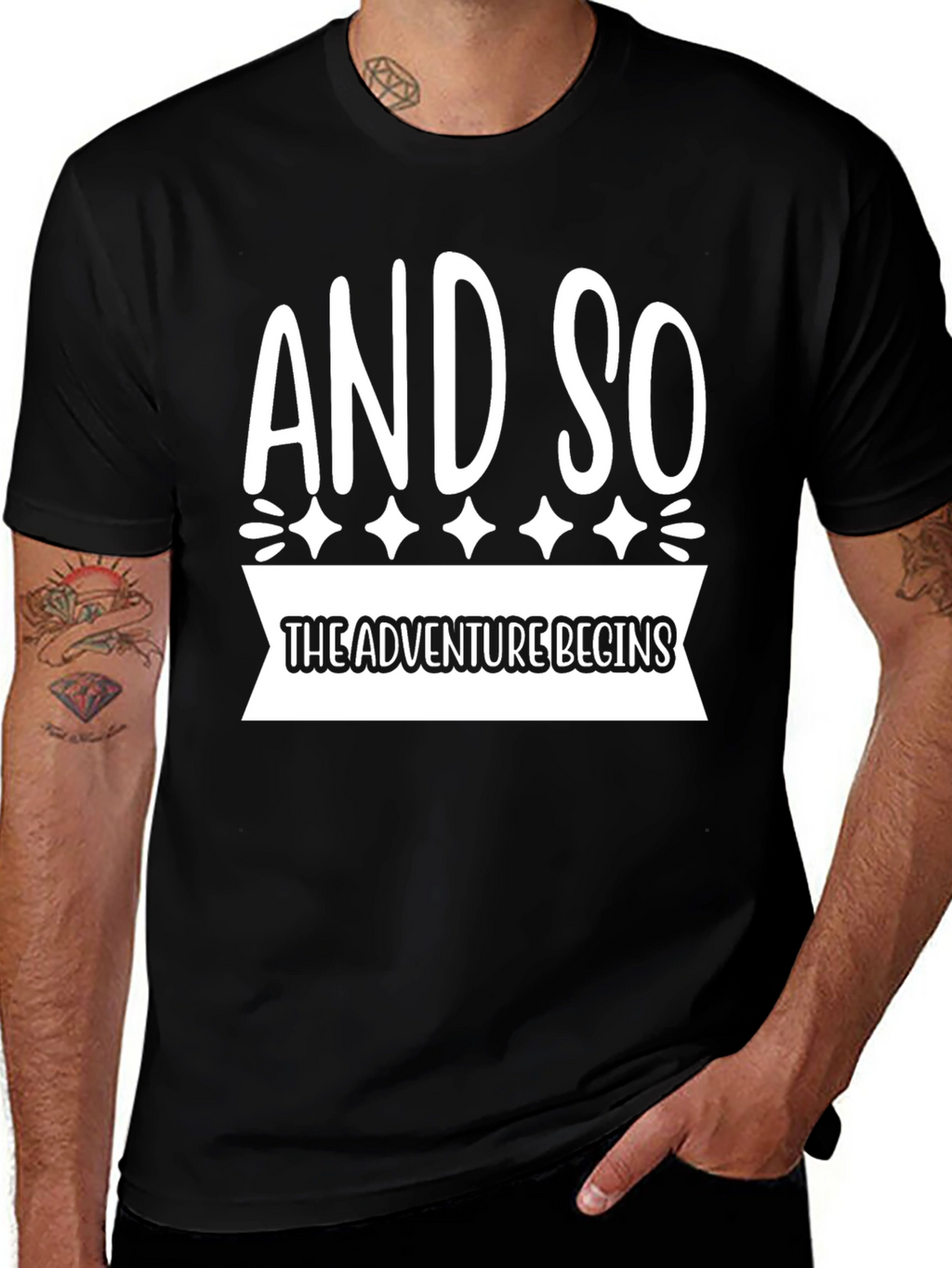 Adventure Begins Graphic T-Shirt - Black