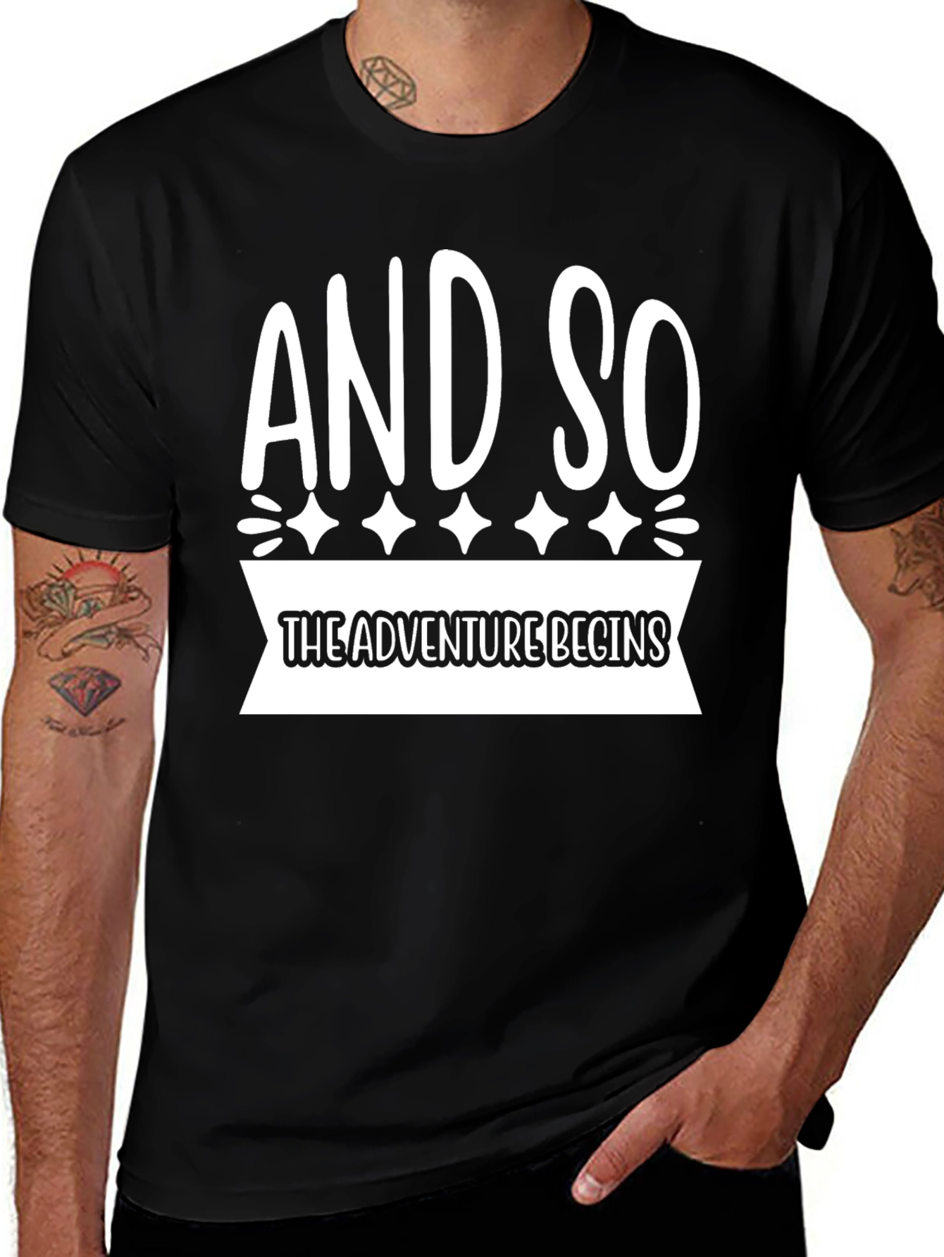 Adventure Begins Graphic T-Shirt - Black