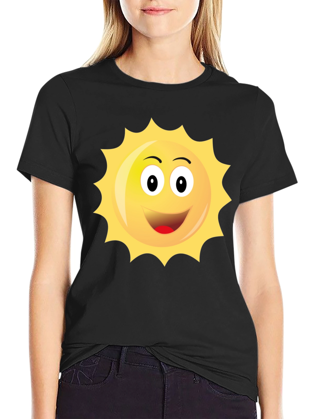 Happy Sun Graphic Black T-Shirt