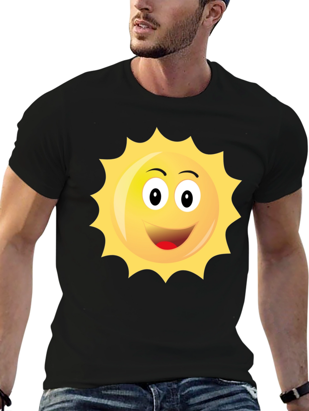 Happy Sun Graphic Black T-Shirt