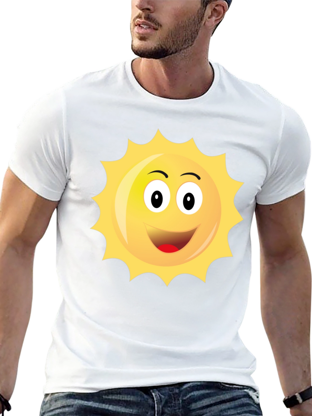 Happy Sun Graphic Black T-Shirt