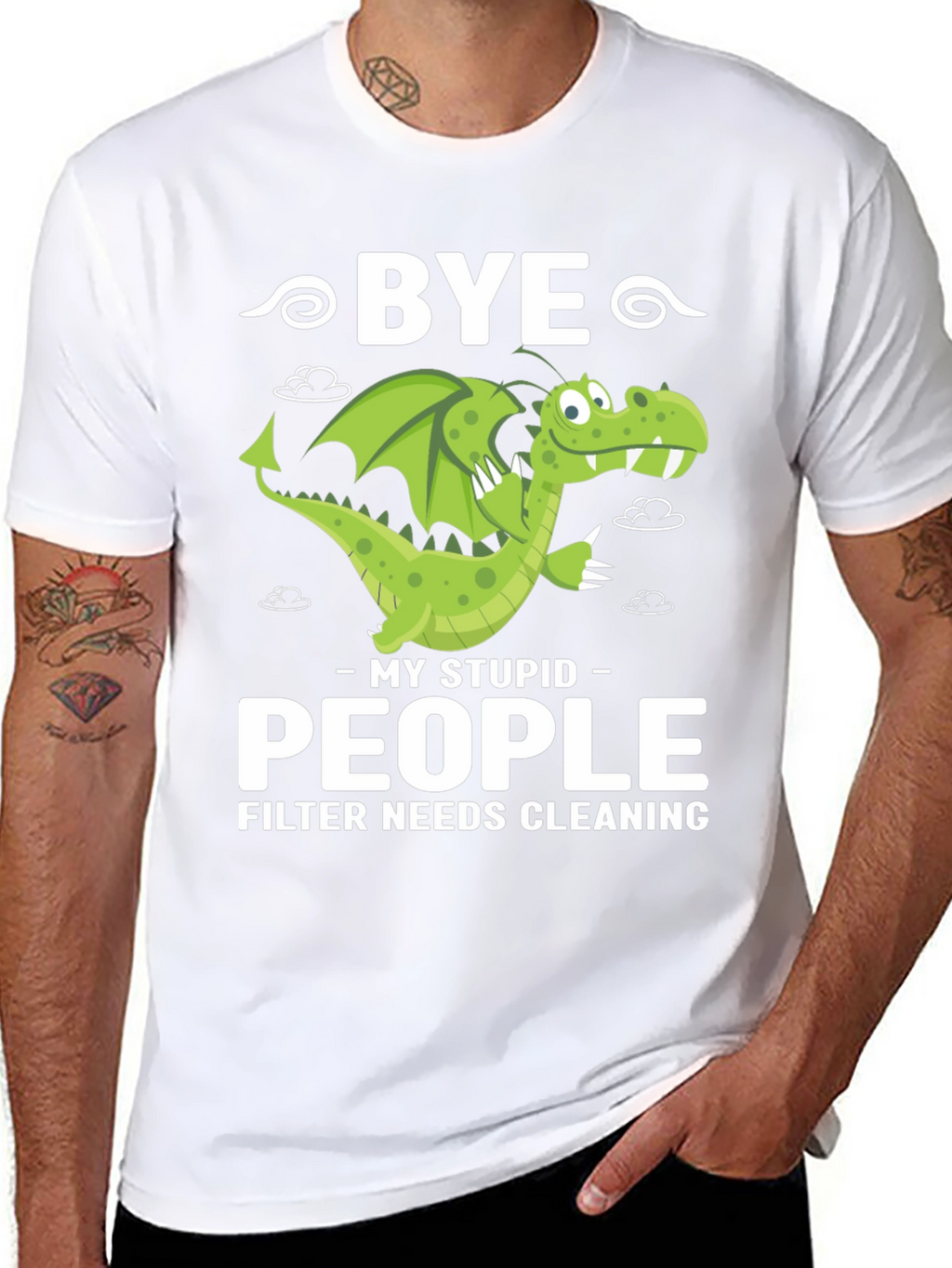 Bye Stupid People Dragon Graphic T-Shirt