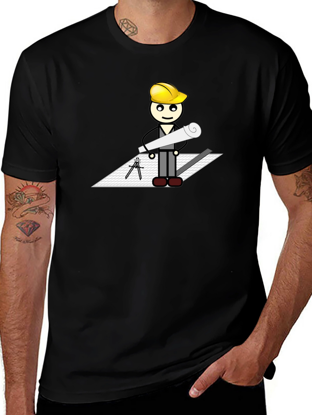 Architect Cartoon Graphic T-Shirt