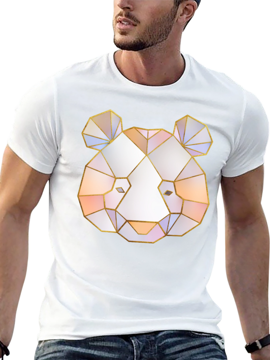 Geometric Panda Graphic Tee - Black T-Shirt
