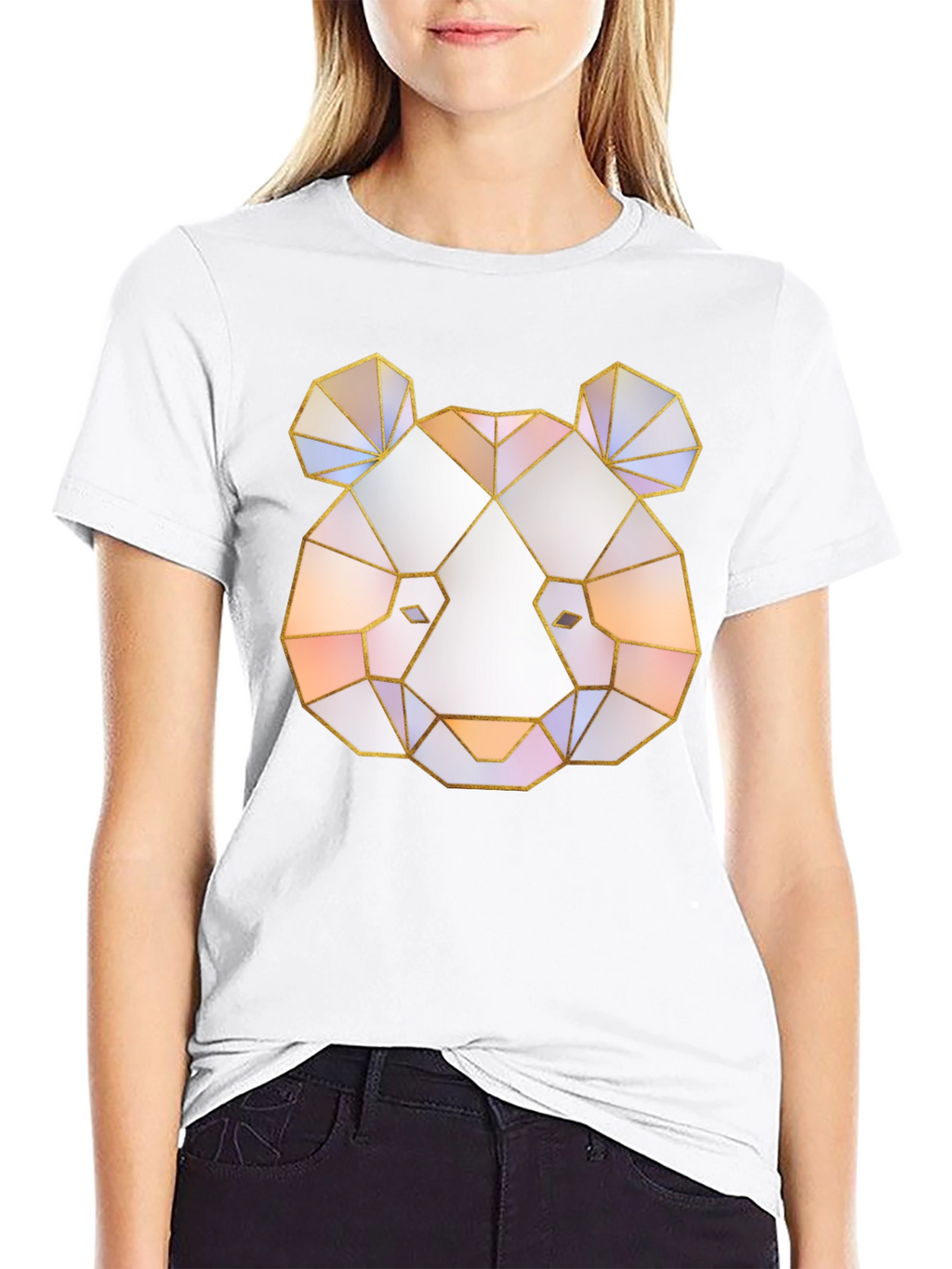 Geometric Panda Graphic Tee - Black T-Shirt