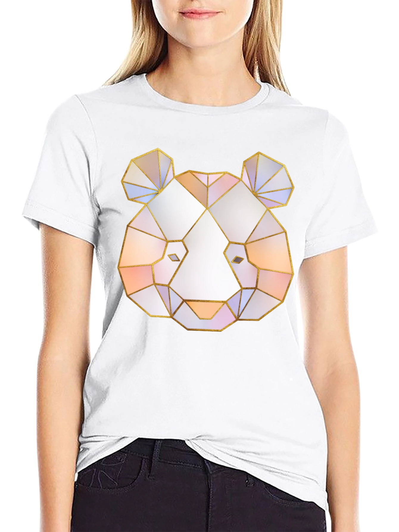 Geometric Panda Graphic Tee - Black T-Shirt