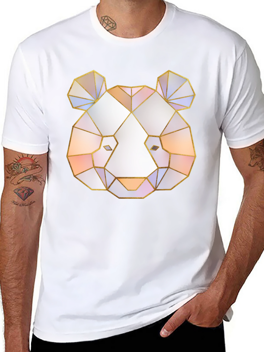 Geometric Panda Graphic Tee - Black T-Shirt