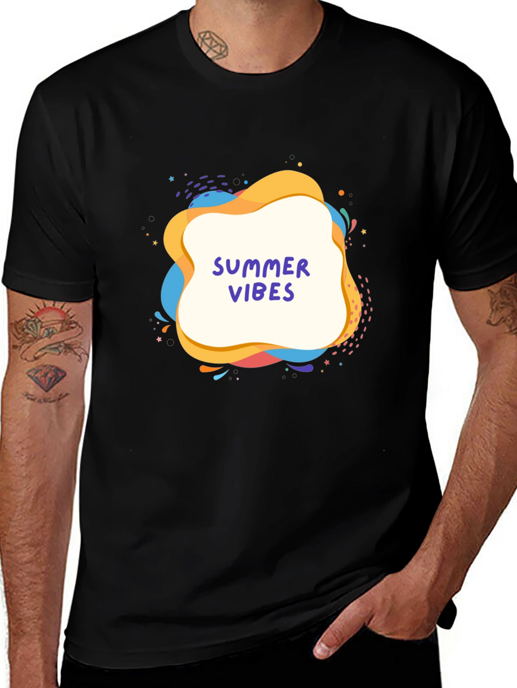 Summer Vibes Graphic Tee - Black Casual T-Shirt