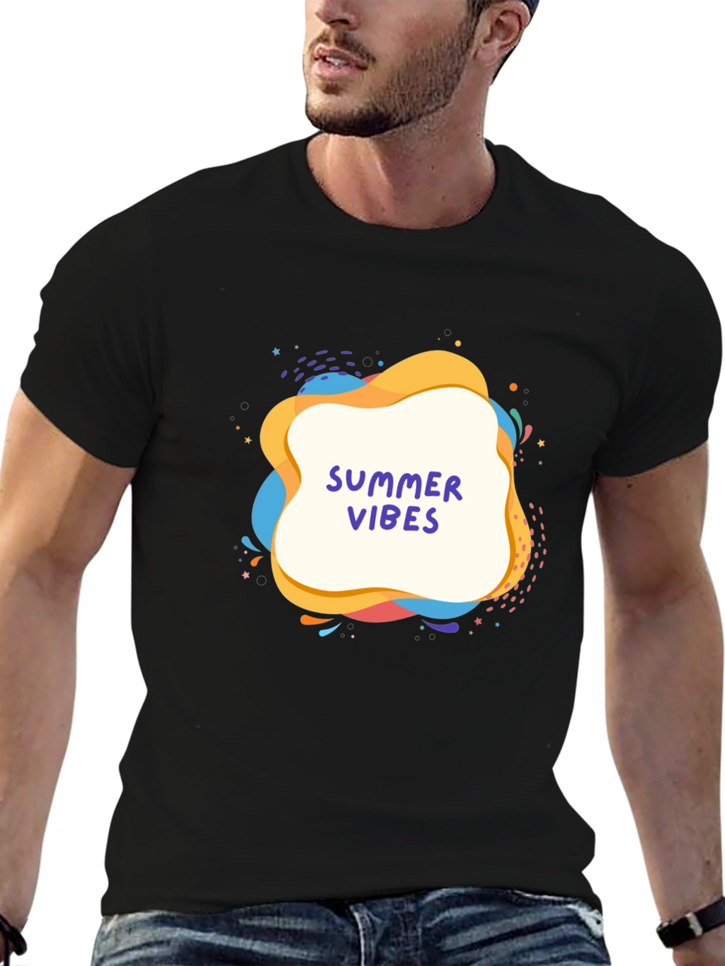 Summer Vibes Graphic Tee - Black Casual T-Shirt