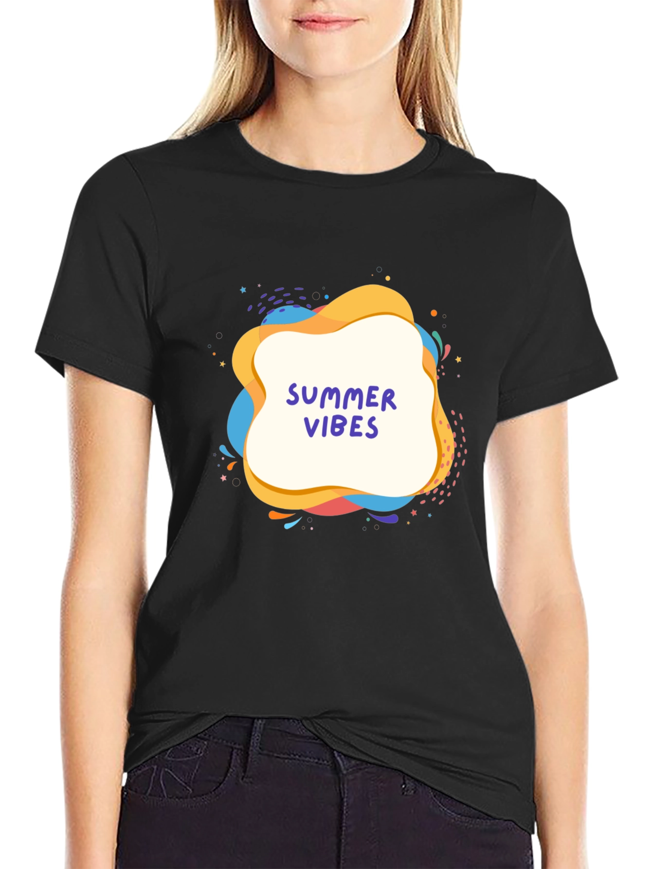 Summer Vibes Graphic Tee - Black Casual T-Shirt