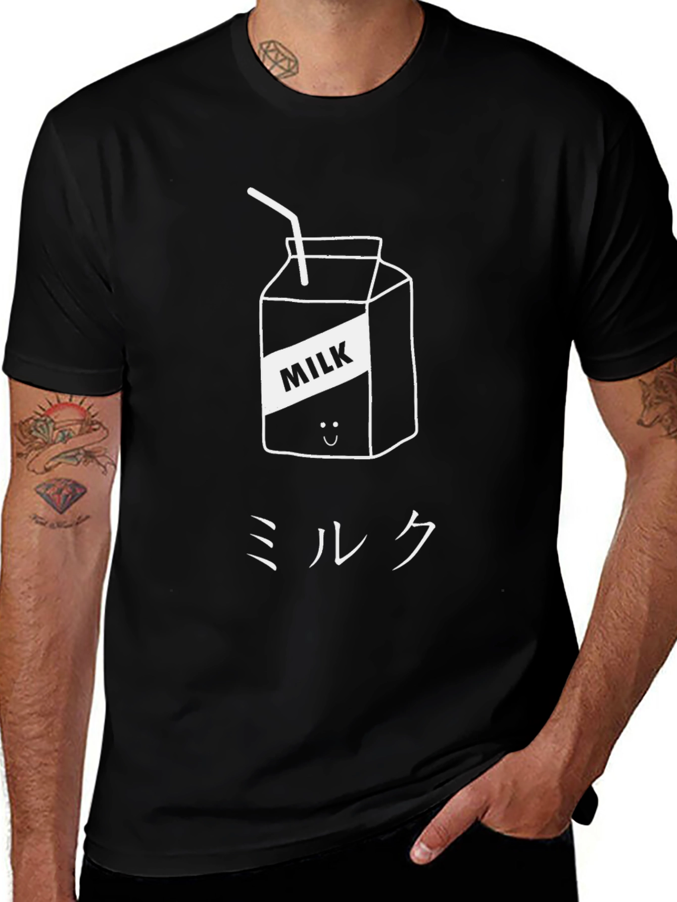 Cute Milk Carton Graphic Tee - Black