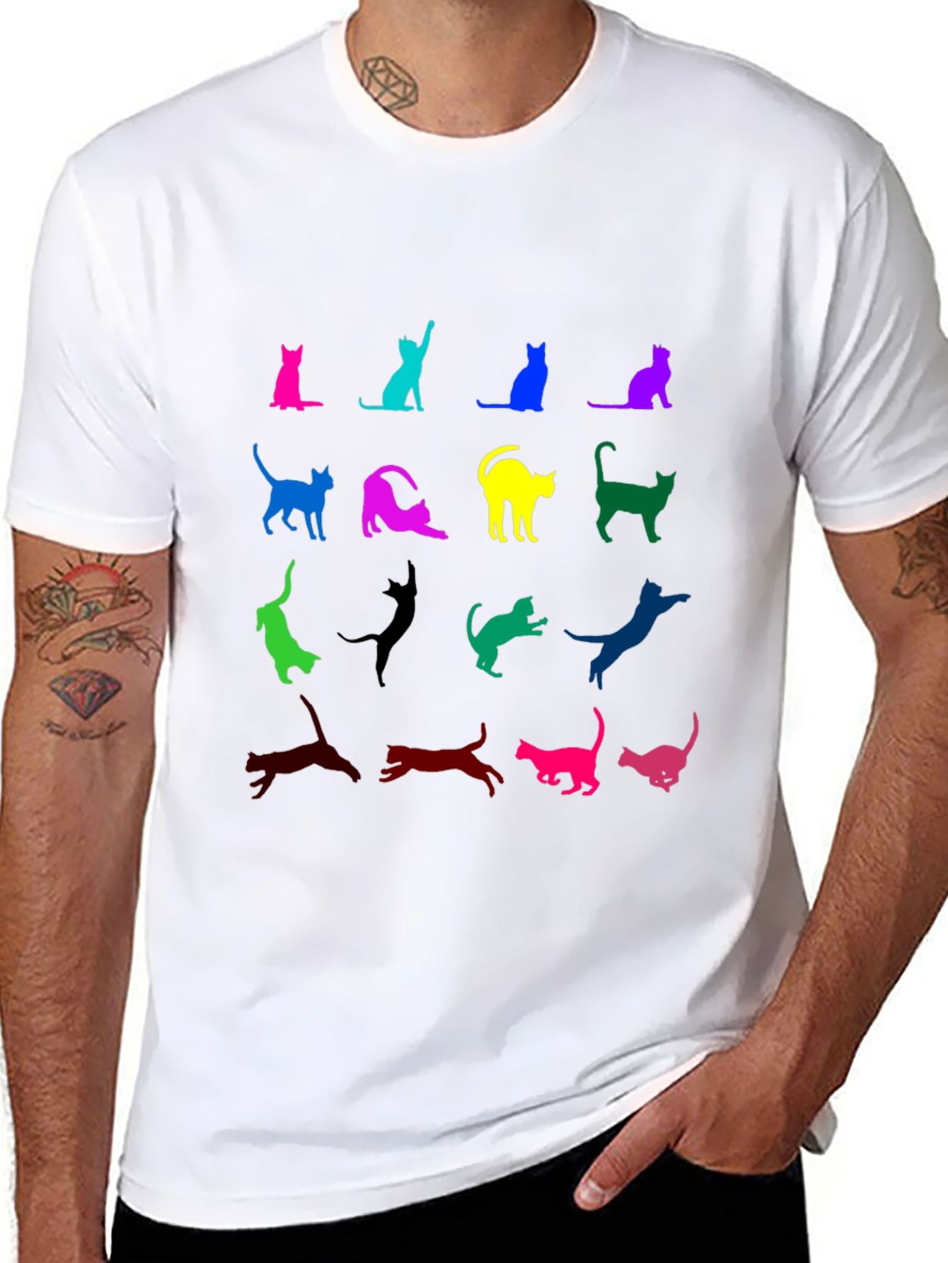 Colorful Cat Silhouette T-Shirt