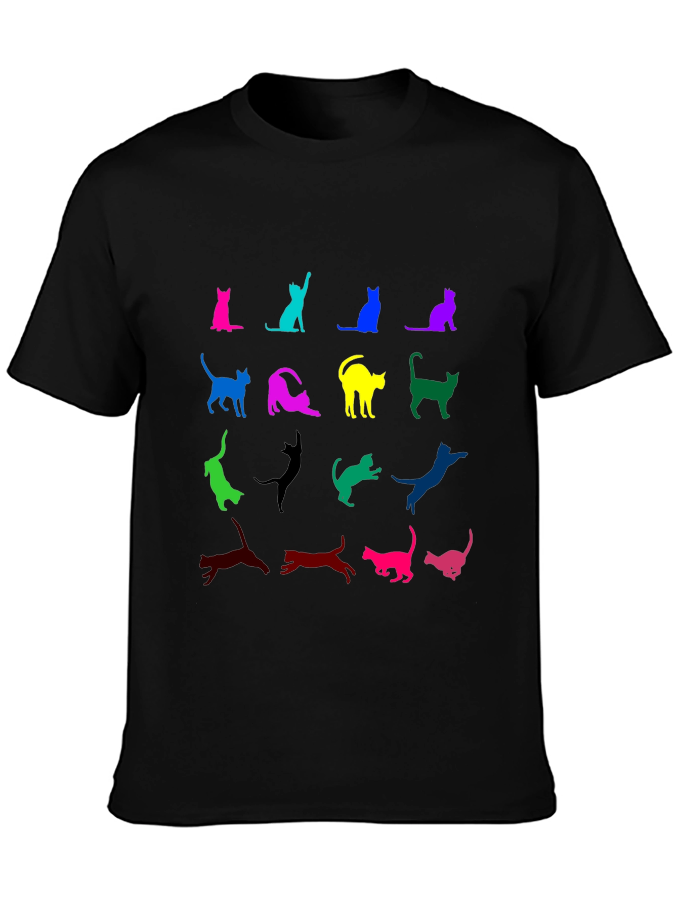 Colorful Cat Silhouette T-Shirt