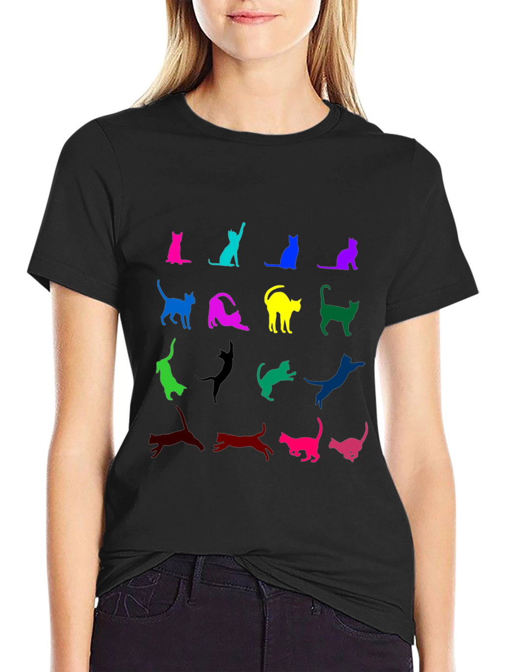 Colorful Cat Silhouette T-Shirt