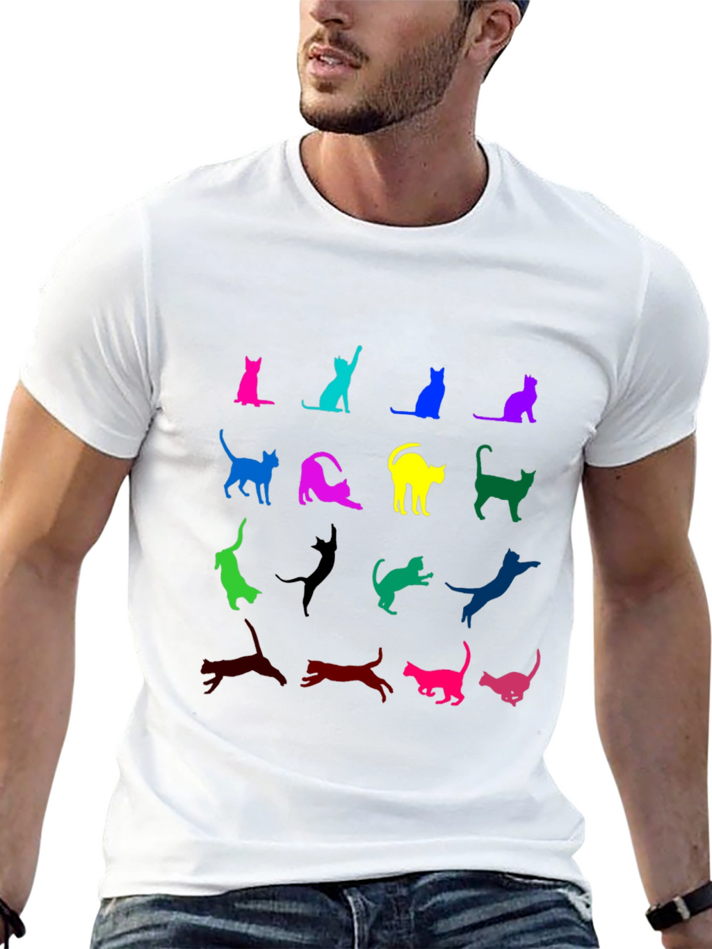 Colorful Cat Silhouette T-Shirt