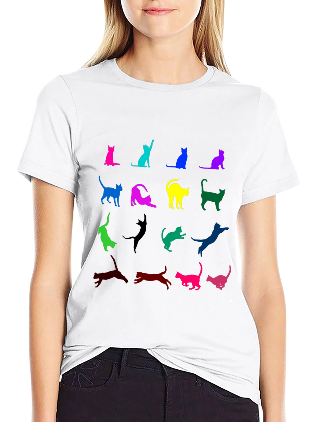 Colorful Cat Silhouette T-Shirt