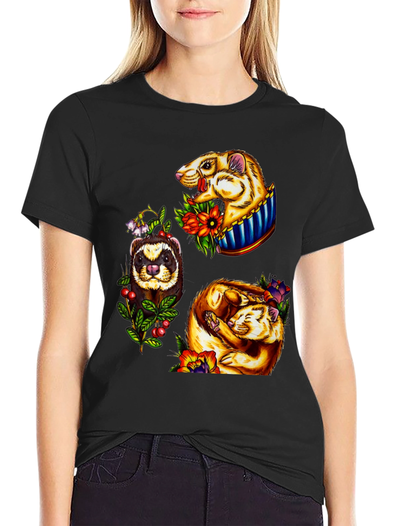 Ferret Graphic T-Shirt - Stylish Animal Tee