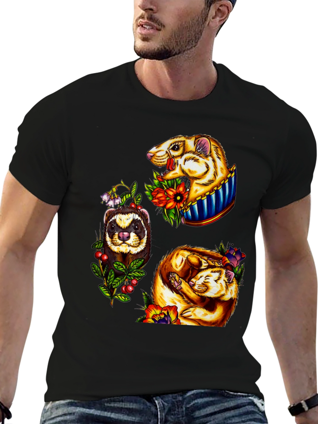 Ferret Graphic T-Shirt - Stylish Animal Tee