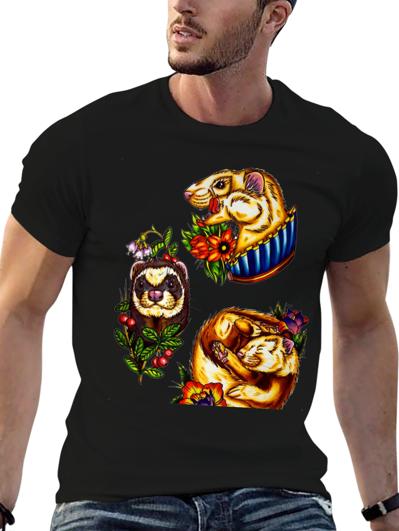 Ferret Graphic T-Shirt - Stylish Animal Tee