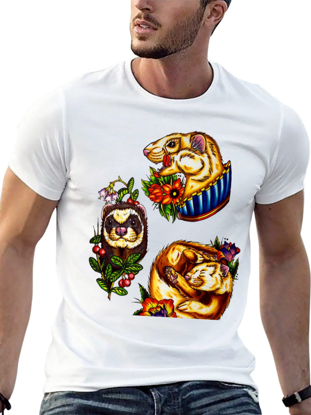 Ferret Graphic T-Shirt - Stylish Animal Tee