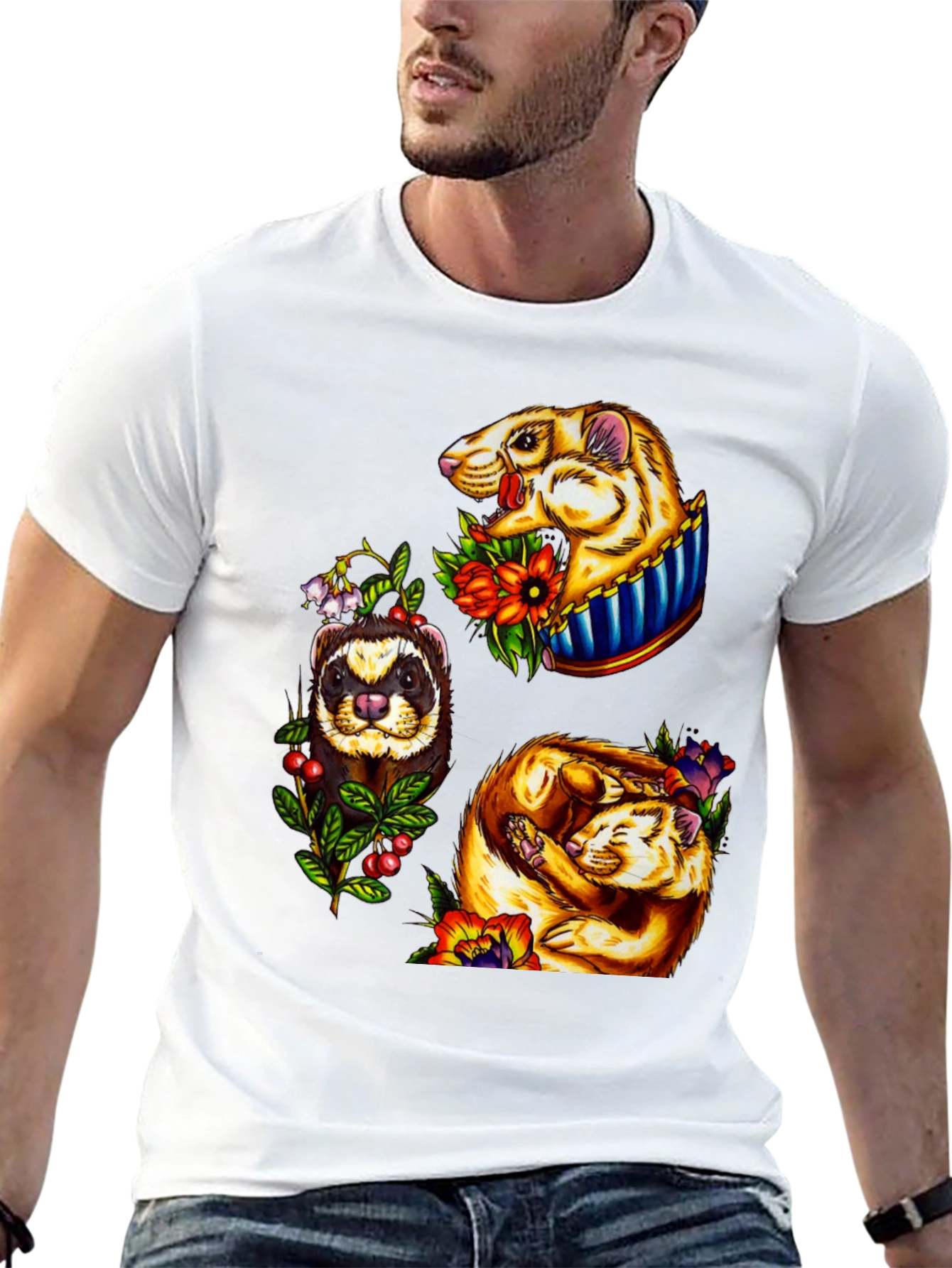 Ferret Graphic T-Shirt - Stylish Animal Tee