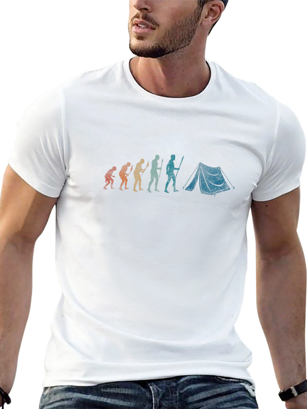 Evolution of Camping Graphic T-Shirt - Black