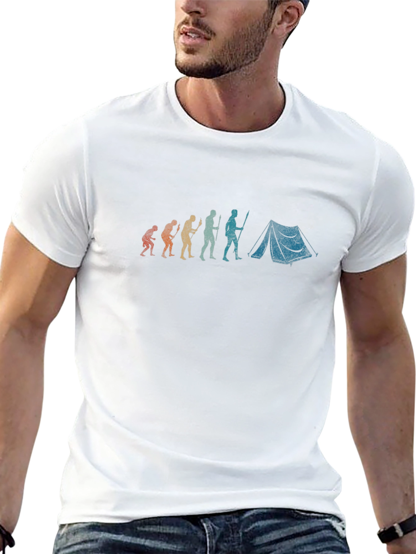 Evolution of Camping Graphic T-Shirt - Black