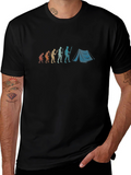 Evolution of Camping Graphic T-Shirt - Black