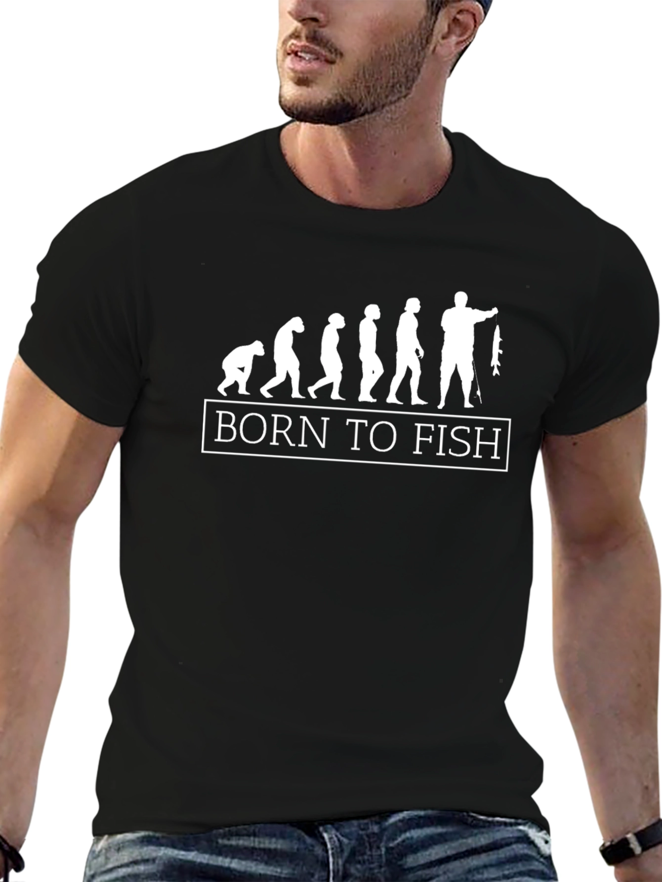 Born to Fish Evolution Black T-Shirt