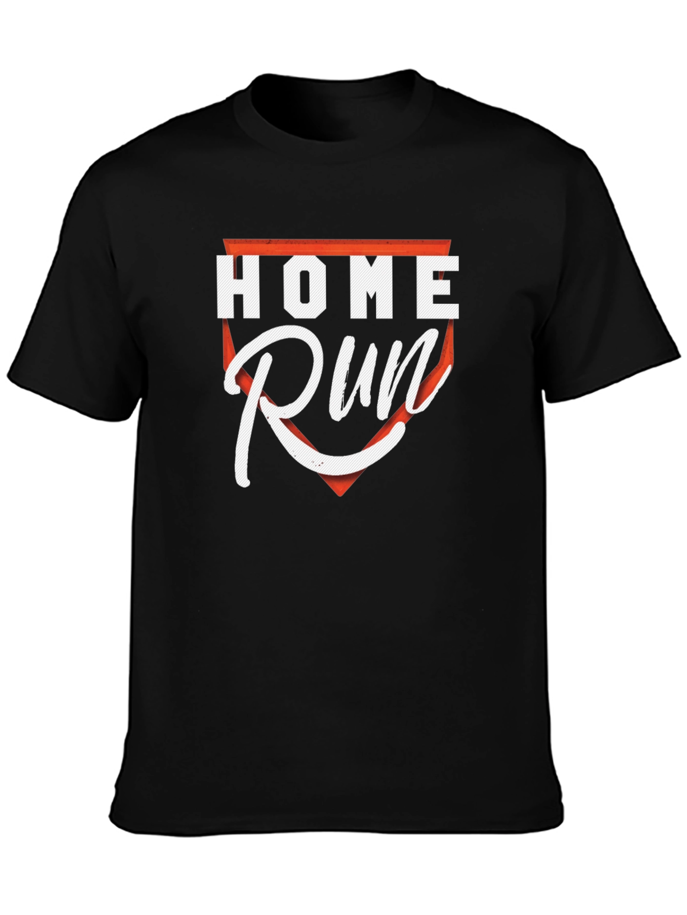 Home Run Baseball Graphic Tee - Black Cotton Casual Shirt