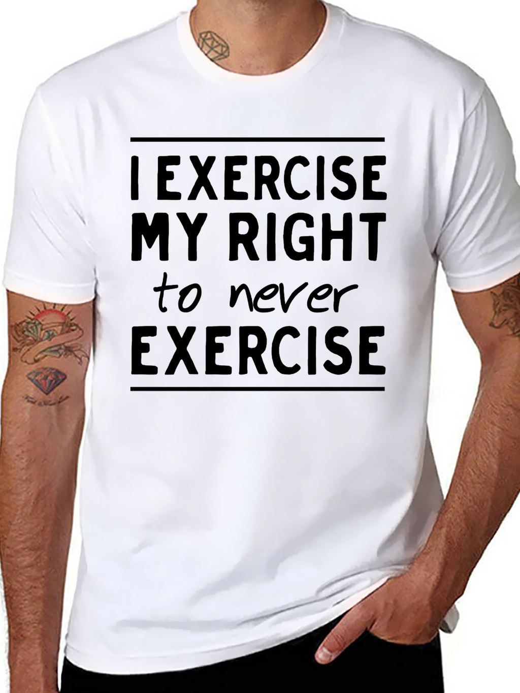 Funny Exercise Right Graphic Tee - Black