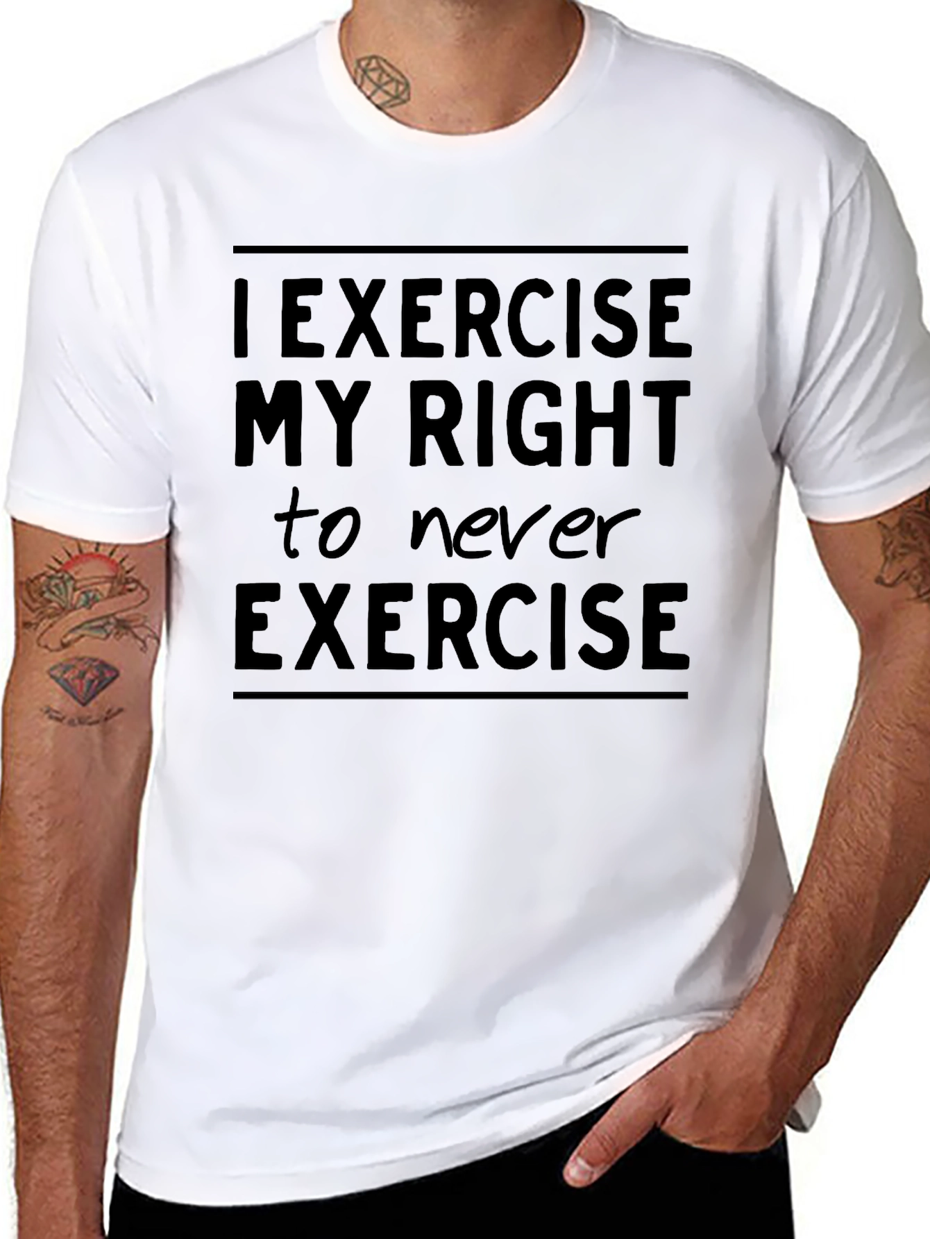 Funny Exercise Right Graphic Tee - Black