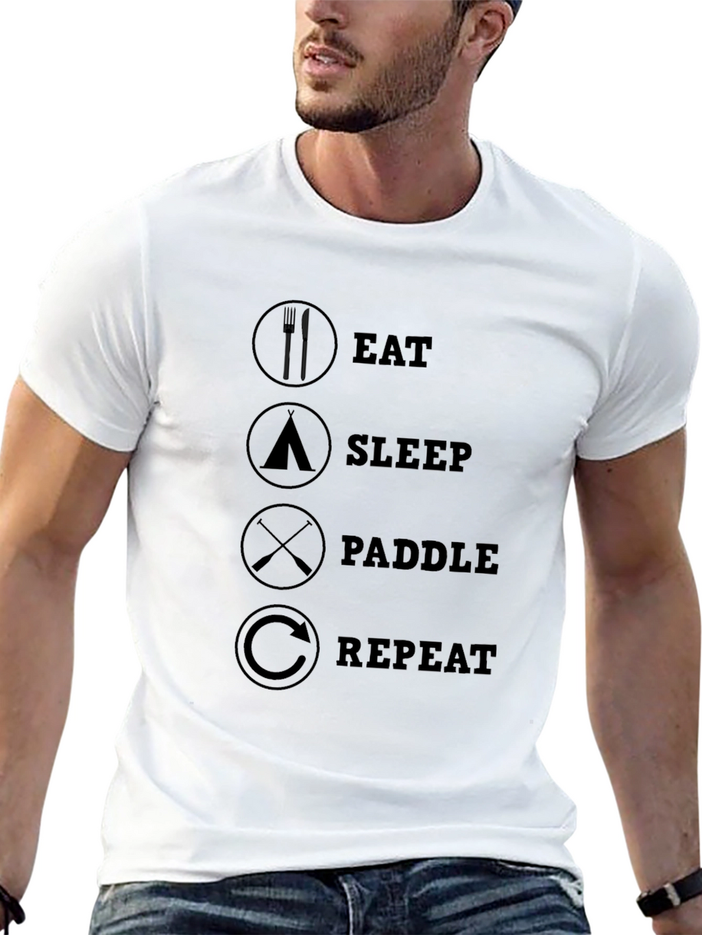 Eat Sleep Paddle Repeat Black Graphic Tee